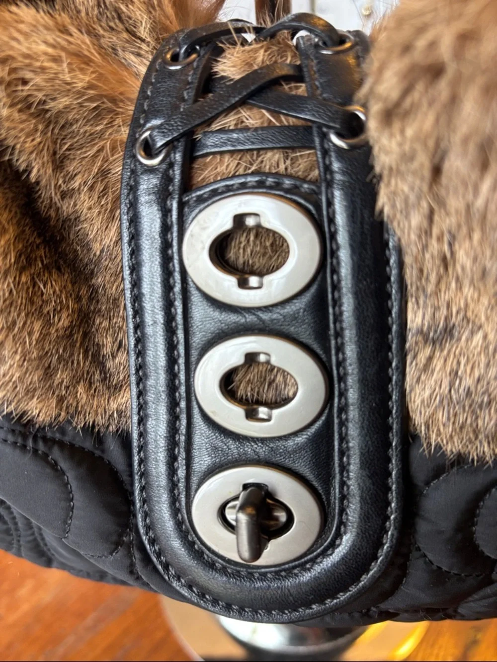 Coach Quilted Rabbit Fur "Ski Bunny" Hobo EUC - Picture 4 of 10